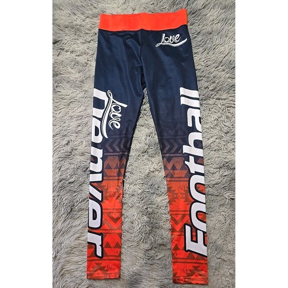 Xlusion Love Football Denver Broncos Women's Leggings Size M Blue Orange NWOT - Picture 1 of 5
